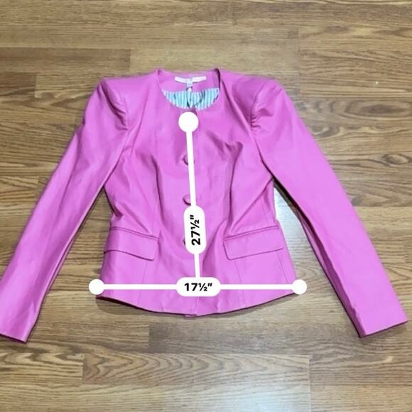 VERONICA BEARD bubblegum pink retro  Louisa Leather Jacket size 4 / small - Picture 8 of 15